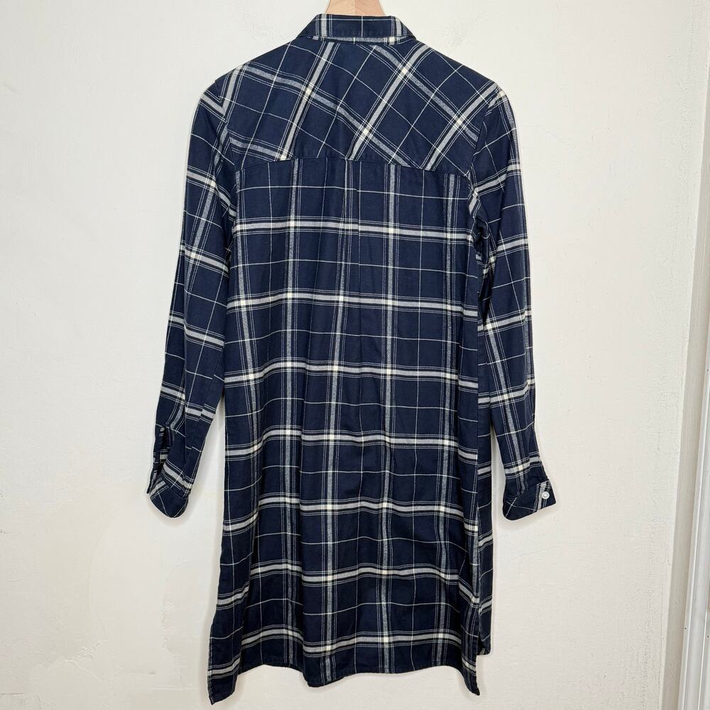 Garnet Hill Womens M Blue Plaid Shirt Dress Button Front Cotton Preppy Cottage - Picture 3 of 9